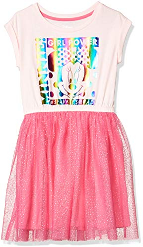 Amazon Essentials Disney | Marvel | Star Wars Mädchen Tutu-Strickkleider mit kurzen Ärmeln - Auslauffarben, Minnie Squad Aufdruck, 4 Jahre