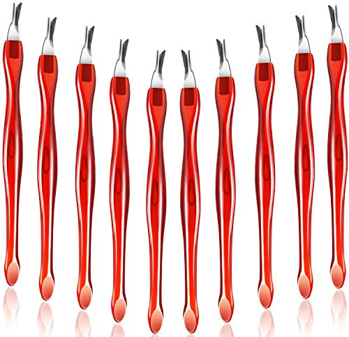 Mudder 30 Pieces Nail Cuticle Knife Cuticle Trimmer Remover Pusher Stainless Steel Dead Skin Callus Removal Fork with Plastic Handle 4 Inch Nail Cleaner Tool for Fingernail and Toenail