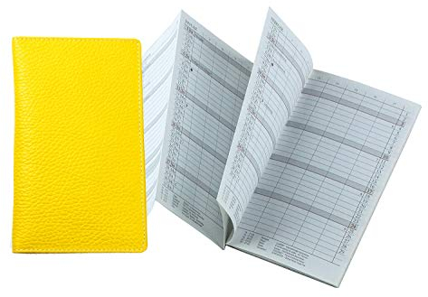 DELMON VARONE - Personalisierbarer Faltkalender 2025 + 2026 DIN A6 Soft Grain Leder gelb - Organizer Terminplaner (1 Monat 2 Seiten) in Lederhülle - Termin Kalender mit Monatsübersicht & Adressenheft