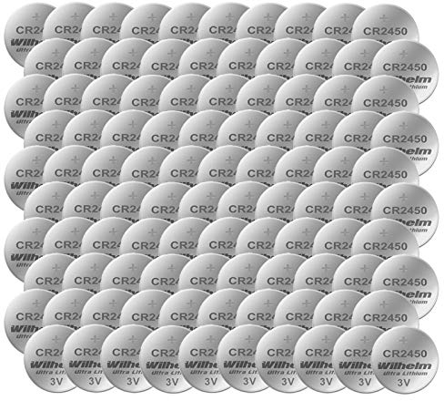 100 x CR2450 WILHELM Lithium Knopfzelle 3V 600mAh ø24,5x5,0mm Batterie DL 2450