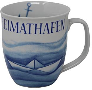 Maritimer Becher Heimathafen Anker gestreift Tasse Kaffee Becher Andenken weiß blau Papierschiffchen