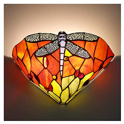 CJY-Light Applique murale Tiffany en verre, rétro, orange, chambre à coucher, salon, cuisine, couloir, sconce E27, montage mural, intérieur