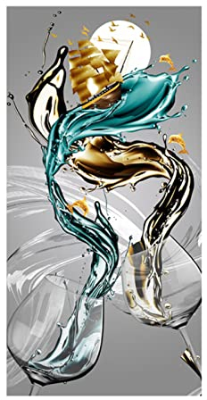 Abstrakte Kunst Gemälde Weinglas Wandkunst Bilder Für Wohnzimmer Vintage Becher Moderne Kunstwerke Eingang Wohnkultur 40x80cm (16''x32'') Ungerahmt