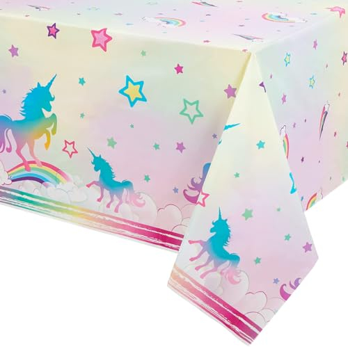WERNNSAI Unicorn Table Covers - 1PC Rainbow Unicorn Party Supplies Printed Tablecloth for Girls Birthday Baby Shower Unicorn Themed Party Decorations 137 x 274 cm