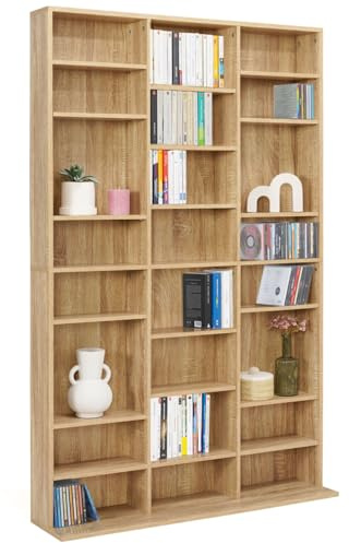IDMarket - CD-Regalbibliothek CEYLIA 30 Fächer mit modularen Regalen in Holzoptik