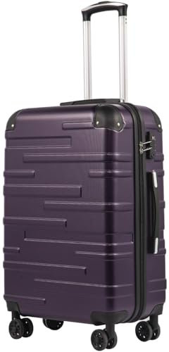 COOLIFE Hard Shell Suitcase with TSA Lock and 4 Spinner Wheels Lightweight Durable (Grayish Purple, M(67cm 60L))