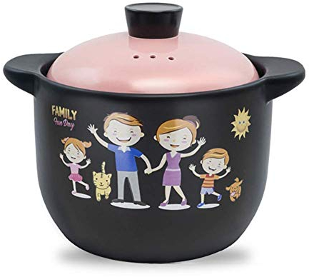 Olla de Barro para el hogar, Cacerola de cerámica Binaural con Tapa, Utensilios de Cocina, patrón de Dibujos Animados, decoración, Olla de Barro, Resistencia a Altas temperaturas