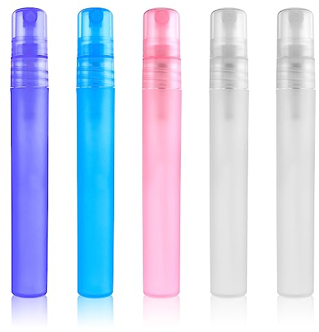 cobee Mini flacons vaporisateurs portables, flacons de parfum rechargeables de 10 ml, taille voyage, petit échantillon, boîtes de pulvérisation, distributeur pour parfum démaquillant, 5 paquets