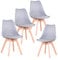Uderkiny 4er-Set Esszimmerstühle, Skandinavische Stühle, Beine aus Massivholz, Ergonomisches nordisches Design, ideal für Esszimmer, Wohnzimmer, Küche, Schlafzimmer (Grau, 4)