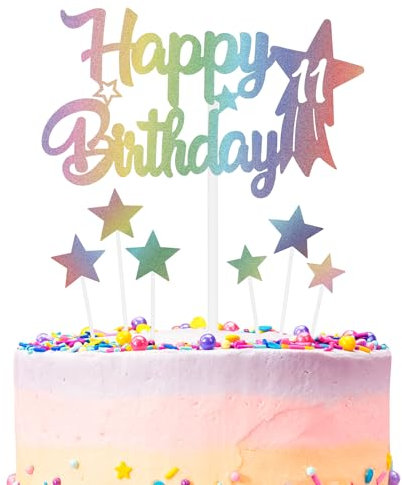 Rainbow Birthday Cake Decoration, Number 11 Rainbow Cake Topper, Any Holiday and Party Cake Color Birthday Celebration for Boys and Girls