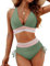 HUXRAKV Coordinati da Bikini per Donna Imbottito Due Pezzi Costume da Bagno con Spaghetti Stampati a Vita Alta Swimwear da Spiaggia,WD14-Verde,S