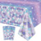 2 Pcs Meerjungfrau Tischdecken, Meerjungfrau Geburtstag Tischabdeckungen, Meerjungfrau Ozean Meer Fisch Schuppen Tischdecken für Mädchen unter dem Meer Baby Dusche Party Supplies, 130x220cm