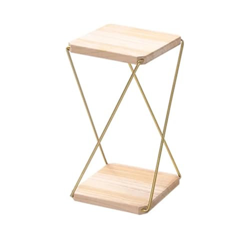 WENYOG Blumenständer Eisen-Blumenregal, Holzregal, Balkon, einfacher Bodentyp, Pflanzenregal, Doppellagiges Lagerregal