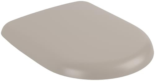 Villeroy & Boch Antao WC-Sitz, Toilettendeckel mit Absenkautomatik, abnehmbarer Toilettensitz aus bruchsicherem Duroplast, Klodeckel Original Ersatzteil, D-Form, Almond, matt