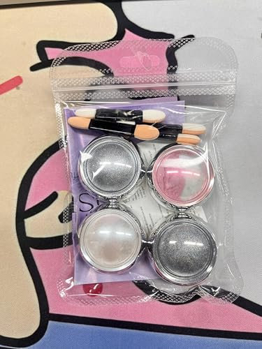 Pearl Chrome Nail Powder - Fairy Nail Chrome Powders LEDSUUEI, Metallic Mirror Effect Pigment High Gloss Holo Mermaid Unicorn Nail Glitter Silver Nail Powder for Nail Art Manicure Deco Home DIY Salon
