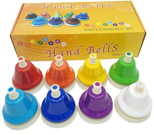 Handglocken für – 8 C-Noten Handglocken – Melodie-Lehrhilfen | Arc-en-Abs Musikglocken | Bunte Klassen-Musikinstrumenten-Schreibtischglocken, Glocken