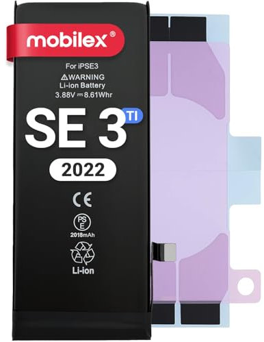 MOBILEX® Batterie pour iPhone SE 3 (2022) | Puce TI | 2018 mAh - OEM | Pièce de rechange interne avec adhésif | Capacité d'origine