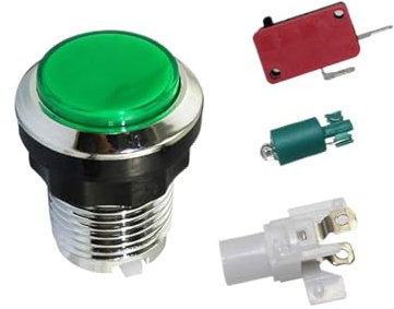 Bouton de Console de Jeu d'arcade, Bouton-Poussoir à LED Arcade LED | Petit Bouton Rond pour la Machine d'arcade,Supplies de Jeu d'ampoule intégrées pour Le cybercafé, la Chambre, Le Salon