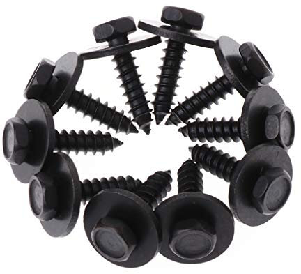 YUOIUX 10 viti autofilettanti per paraurti, 4,8 x 19 mm, rondella allentata da 8 mm, per testa, colore nero