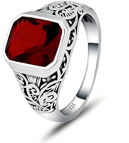 Empha Blaugrün Herrenring aus 925er Sterlingsilber Damen Vintage Jahrgang Quadratische Form Natürlicher Topas mit filigraner Hochzeit Versprechen Ring