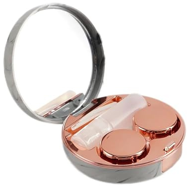 HWJFDC Porta Lenti a Contatto Simpatico contenitore rotondo for la cura degli occhi in marmo, supporto for kit custodia for occhiali da viaggio con specchio classico for lenti a contatto