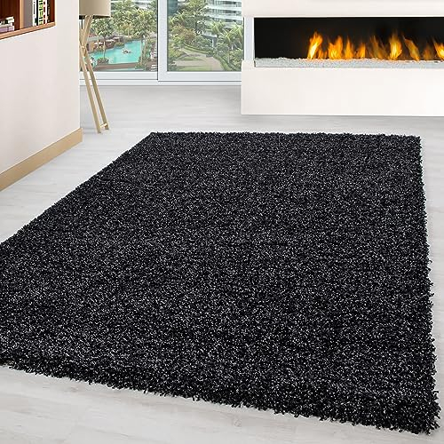 Carpettex Hochflor Teppich 80 x 250 cm Anthrazit - Flauschiger Extra Weich und Pflegeleicht - Shaggy Modern Einfarbig Design für Wohnzimmer, Schlafzimmer, Esszimmer und Läufer