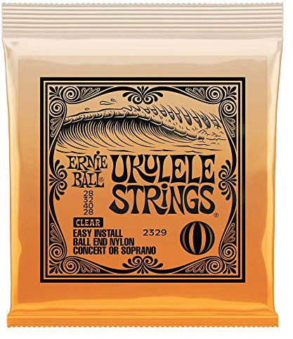 Ernie Ball - Cuerdas para ukelele concierto/soprano, nailon, transparentes