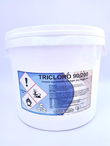 Naturii kg 25 Cloro Lento, tricloro 90/200 compresse Pastiglioni da 200 gr, cloro attivo 90%