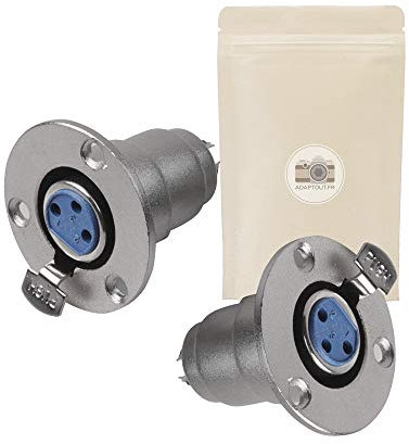 Adaptout X2 Embase Ronde XLR 3 Pin Connecteur Femelle Prise 100% Metal Stereo Fiche a Souder pour Enceinte Ampli Prise Caisson Audio Marque FRANÇAISE