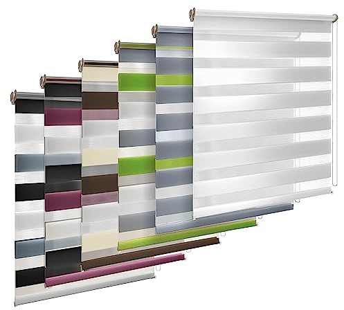 TEKONA Doppelrollo Klemmfix ohne Bohren Duo-Rollo Rollo Blickdicht lichtdurchlässig Fensterrollos Seitenzugrollo Sonnenschutz Fenster und Tür - Weiß, 35 x 150 cm (B x L) - Stoffbreite 31cm