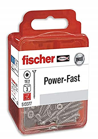 fischer 560646 Scatola di Viti per Legno, Filettatura Totale 3,0 x 16, Grigio