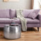 WOMO-DESIGN Couchtisch rund Ø59x41cm, Silber, Zylinder, Unikat, handgefertigt aus Aluminium, Hammerschlag Design, Metall Sofatisch, Wohnzimmer Beistelltisch, Flacher Wohnzimmertisch Orient Loungetisch