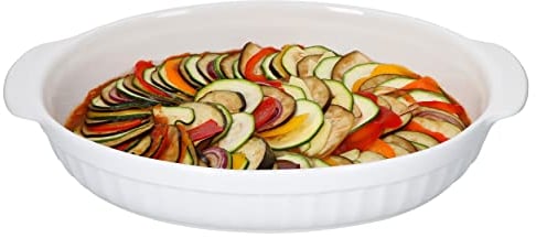 MamboCat ovale Auflaufform mit Griffen I Brotbackform 1,8l Keramik Bräter backofengeeignet I Pasta Servierschale weiß feuerfeste Ofenform Lasagne I Antipastischale I Ofen Kasserolle Cazuela 36 cm