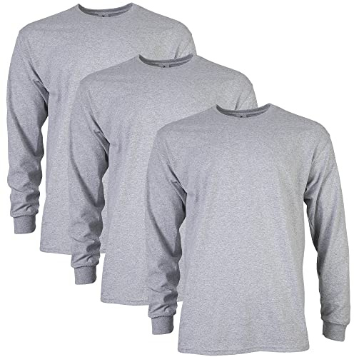 Gildan T-shirt en Ultra Coton, à Manches Longues, Style G2400 Homme, Sport Grey, M, (Lot de 3)