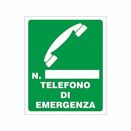 NEW CARTELLO SEGNALETICO - Telefono di emergenza con numero - Adesivo Extra Resistente, Pannello in Forex, Pannello In Alluminio (PANNELLO IN ALLUMINIO 20X31 CM)