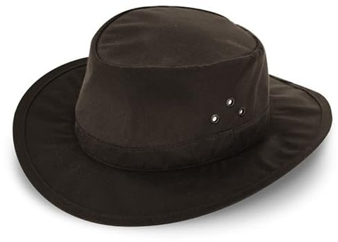 fiebig Stoffhut Australier Waxed Cotton | Crushable & Waterproof Outdoorhut aus rollbarem Material (as3, Numeric, Numeric_60, Schwarz)