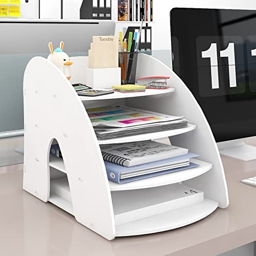 PUNCIA Archivador de Documentos A4 Soporte de papel 4 Bandejas PVC Escritorio Organizador de Archivos Bandeja de Papel Almacenamiento para Oficina Sala de Trabajo Escuela Oficina