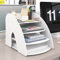 PUNCIA 4-Tier Letter Tray Desk Organiser A4 File Rack Paper Sorter Storage Desktop White Office Supplies Mail File Holder Document Notebook Stationery Storage Rack for Home Office School