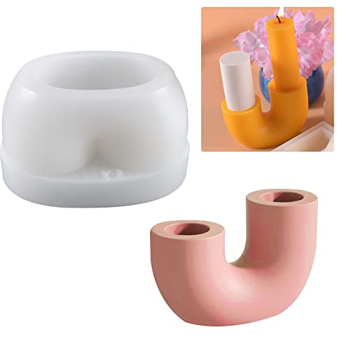 HENGBIRD Rund Kerzenhalter Silikonformen Gießformen,Jesmonite Spitzkerzen Halter Gießform Beton Lange Kerzen Silikonform für Wohnzimmer Abendessen Hochzeits Geburtstag Deko (U)
