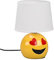 etc-shop Nachttischlampe Keramik Tischlampe für Schlafzimmer Wohnzimmerlampe Tischlampe Modern, Emoji mit Herzaugen gelb, Textil weiß, E14 Fassung, DxH 18x26 cm