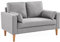 Alice's Home - Canapé en Tissu Gris Clair - Bjorn - Canapé 2 Places Fixe Droit Pieds Bois. Style scandinave