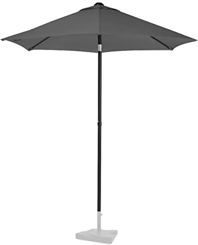 VONROC Parasol Torbole Ø200cm - Premium - Parasol Gris Petit & Rond - Installation Facile Appuyer pour Ouvrir - Protection UPF 50+ - Housse Incluse - Idéal pour Plage, Terrasse, Jardin