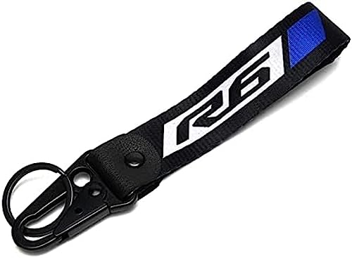 BLuvos Motorrad Stickerei Abzeichen Schlüsselanhänger,Passt für YZFR6 YZFR3 YZFR1 YZF R6 R3 R1,KCR R6 Blue Zubehör für Motorrad-Schlüsselanhänger