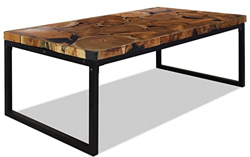 BaraSh Couchtisch Teak Harz 110 x 60 x 40 cm Wohnzimmertisch Wohnzimmer Tisch FüR Couch Tische FüR Wohnzimmer