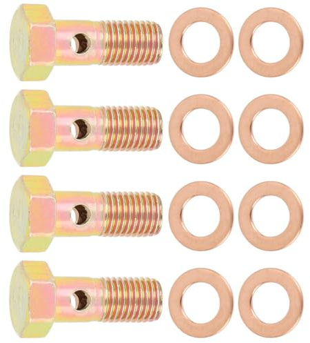 Unifizz Lot de 4 boulons banjo filetés métriques M8 x 1,0 mm avec rondelles M8
