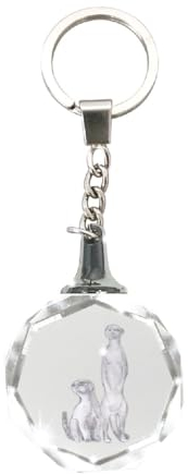 Deluxebase Crystal Silhouette Schlüsselanhänger - Erdmännchen aus Kristallglas Tier Schlüsselanhänger für Frauen, Männer, Jungen und Mädchen, farblos, S