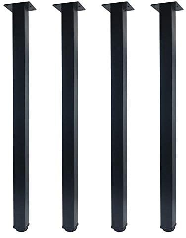 QLLY Lot de 4 Pieds de Bureau carrés réglables en métal - 75 cm - Noir