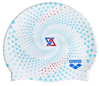Arena Druck 2 Unisex Silikon Schwimmkappe für Erwachsene, Frauen und Herren Intensivtraining Bequeme rutschfeste Langhaar-Schwimmmütze Fireflow/Weiß