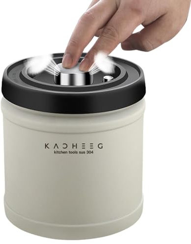 Vakuumversiegelter Vorratsbehälter – Kaffeebehälter | Kaffee-Vorratsdose mit Vakuumpumpe, Kaffeebehälter mit Deckel, Edelstahlkanister für die Aufbewahrung von Lebensmitteln in der Küche, Schwarz und