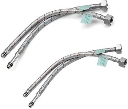 Xcel Home Flexible Wasserhahn-Anschlüsse M10 x 1/2 (300 mm), 10 Längen, 2 Paar BSP-Monoblock-Mischbatterien für Küche/Waschbecken, flexible Rohrendstücke, geflochtener Edelstahl, 4 Stück